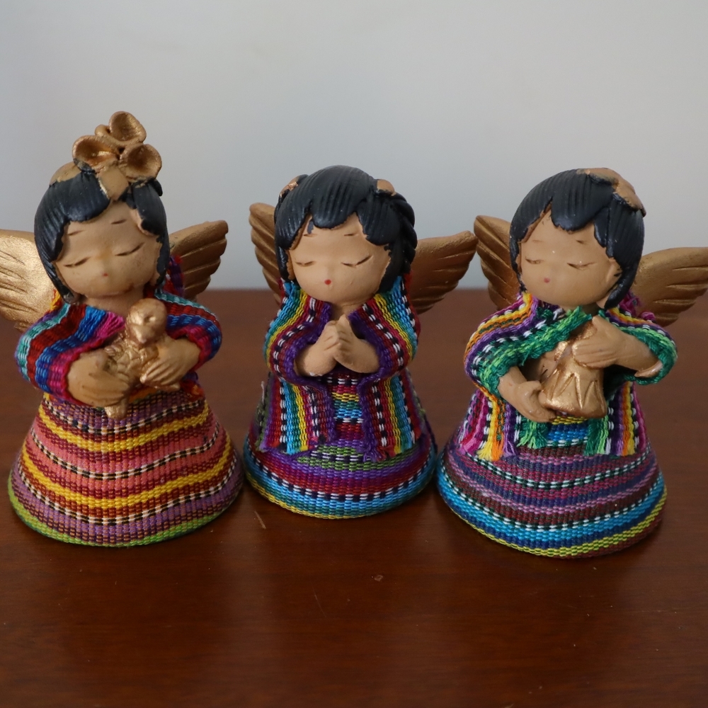 Handmade Clay Christmas Angels Candle stick holders Guatemala